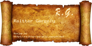 Reitter Gergely névjegykártya
